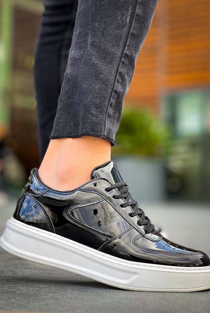 KB-X8 Kuback Siyah Rugan Detaylı Beyaz Yüksek Taban Günlük Spor Ayakkabı