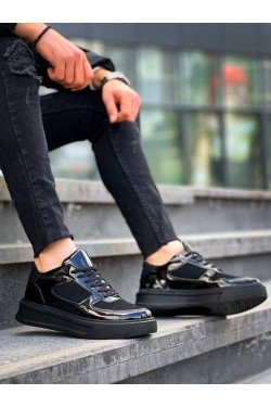 KB-X8 Kuback Siyah Rugan Yüksek Siyah Taban Günlük Spor Ayakkabı