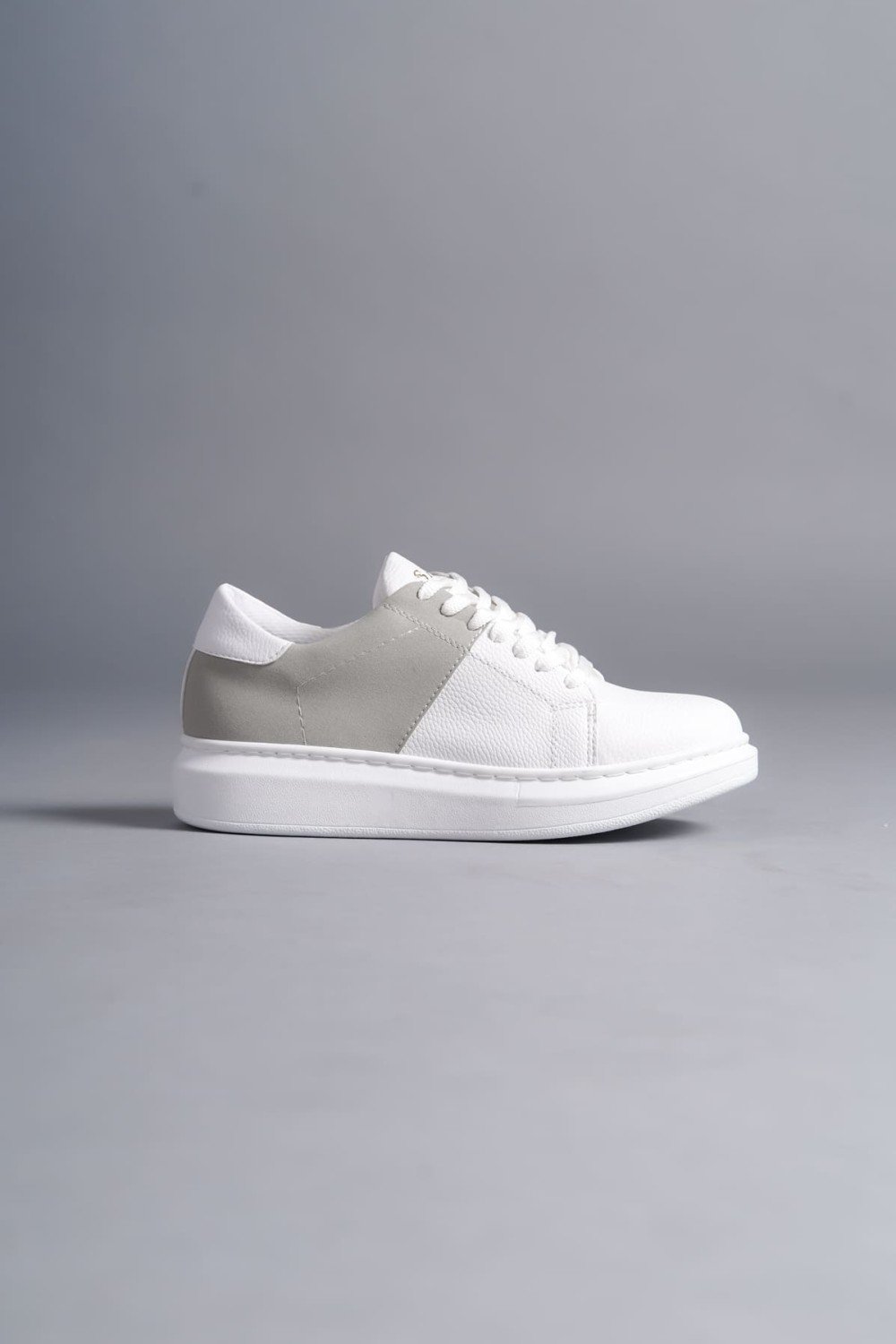 SLW151 Boost Bağcıklı Cilt Süet Erkek Günlük Sneaker Ayakkabı CSBT - Beyaz/Gri