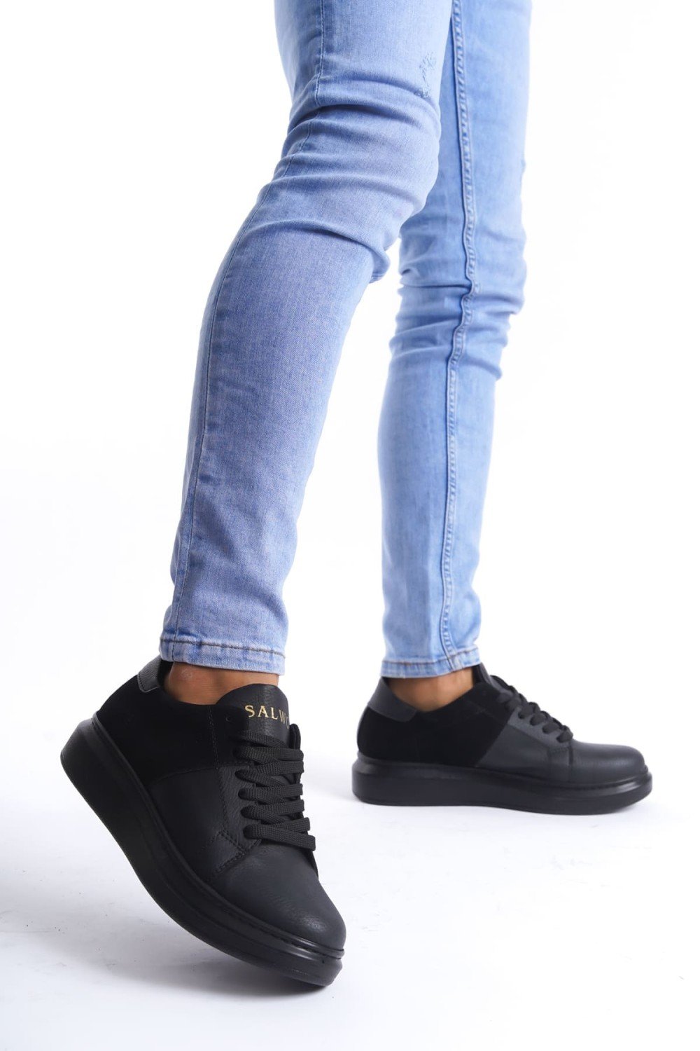 SLW151 Boost Bağcıklı Cilt Süet Erkek Günlük Sneaker Ayakkabı CSST - Siyah SLW151 Boost Bağcıklı Cilt Süet Erkek Günlük Sneaker Ayakkabı CSST - Siyah