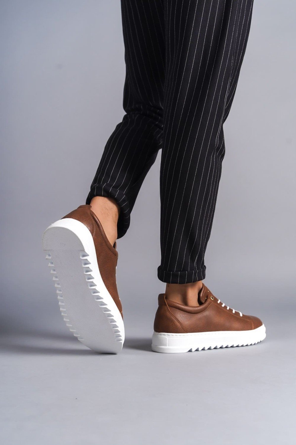 SLW152 Cool Bağcıklı Cilt Erkek Günlük Spor Klasik Ayakkabı CBT -  Taba