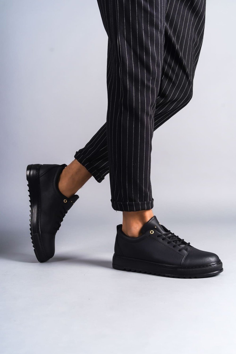 SLW152 Cool Bağcıklı Cilt Erkek Günlük Spor Klasik Ayakkabı CST - Siyah