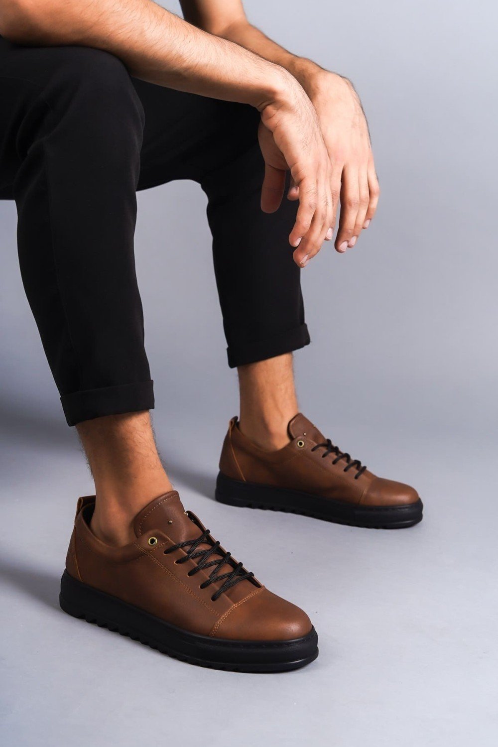 SLW152 Cool Bağcıklı Cilt Erkek Günlük Spor Klasik Ayakkabı CST - Taba