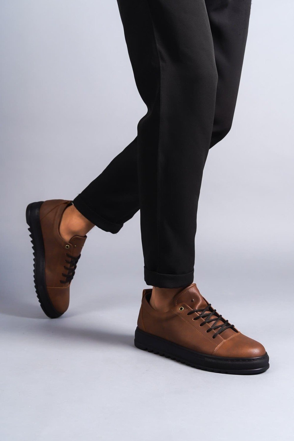 SLW152 Cool Bağcıklı Cilt Erkek Günlük Spor Klasik Ayakkabı CST - Taba