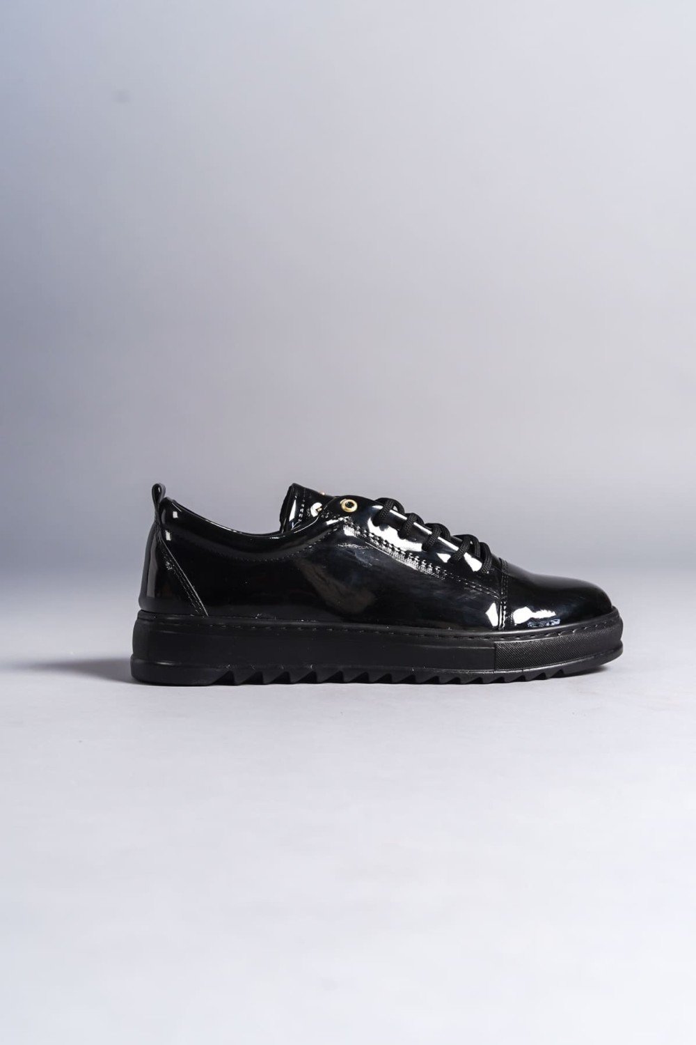 SLW152 Cool Bağcıklı Rugan Erkek Günlük Spor Klasik Ayakkabı RST - Siyah