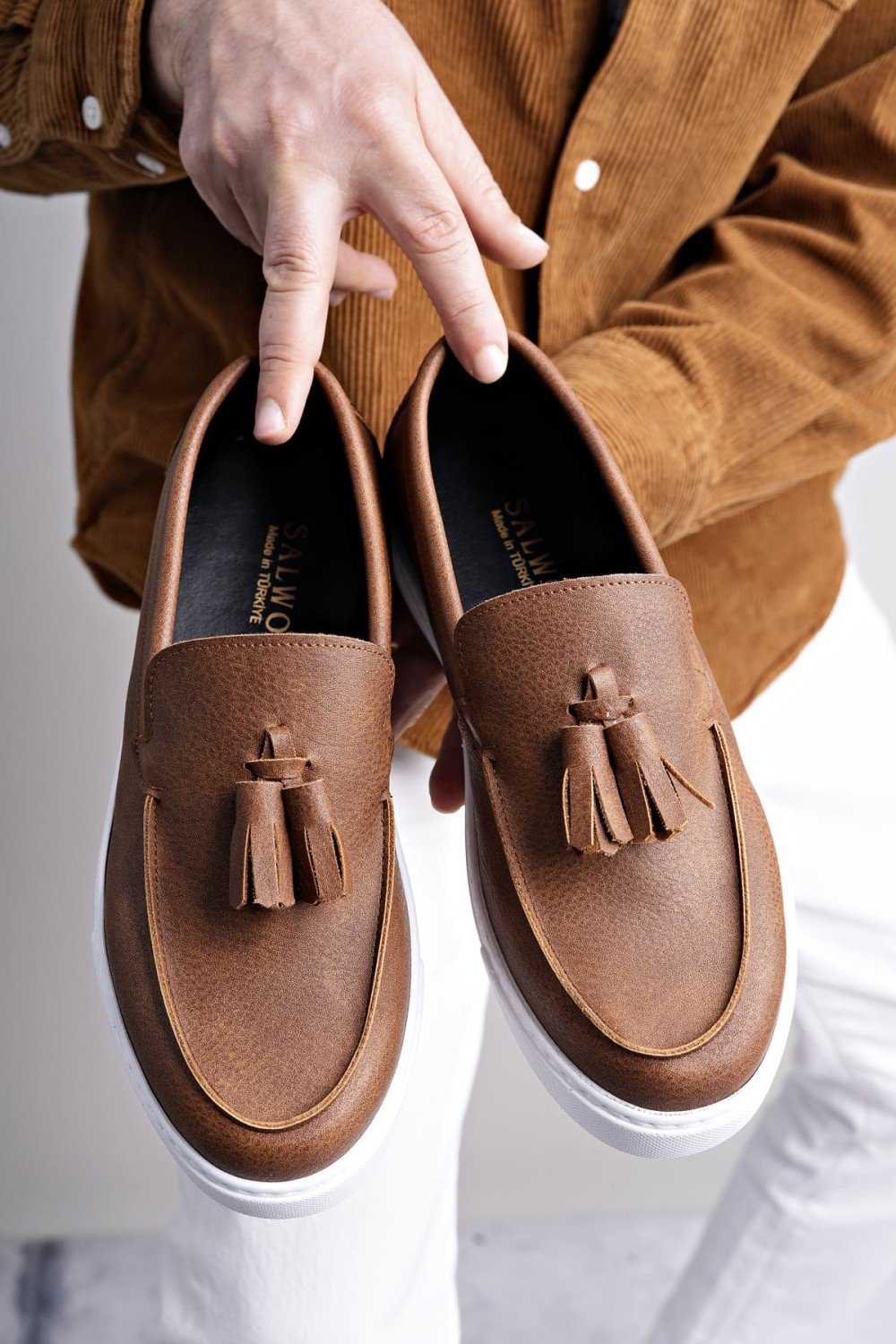 SLW153 Bloom Bağcıksız Püsküllü Cilt Erkek Günlük Spor Klasik Ayakkabı CBT - Taba