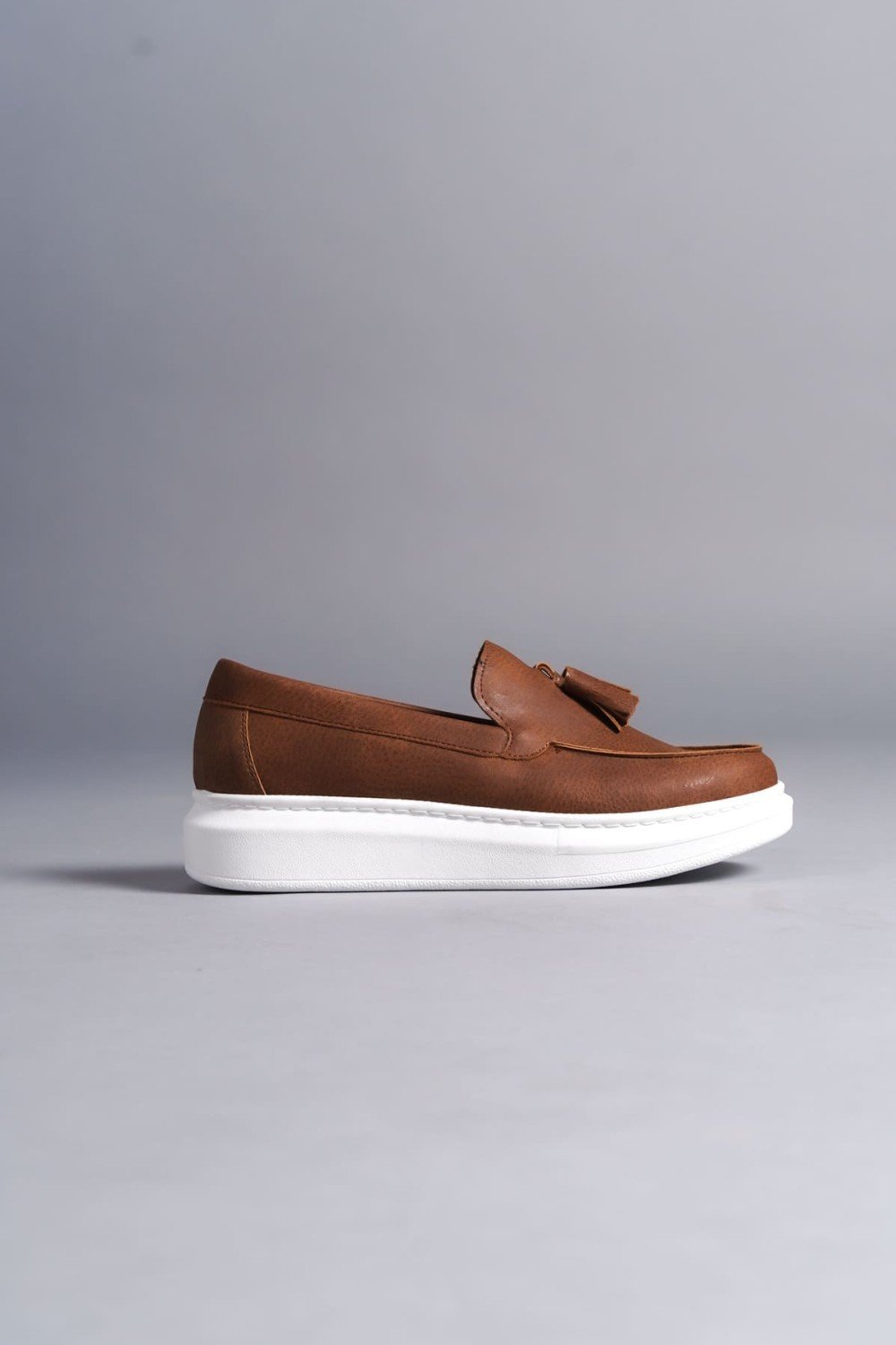 SLW154 Blaze Bağcıksız Püsküllü Cilt Erkek Günlük Spor Klasik Ayakkabı CBT - Taba