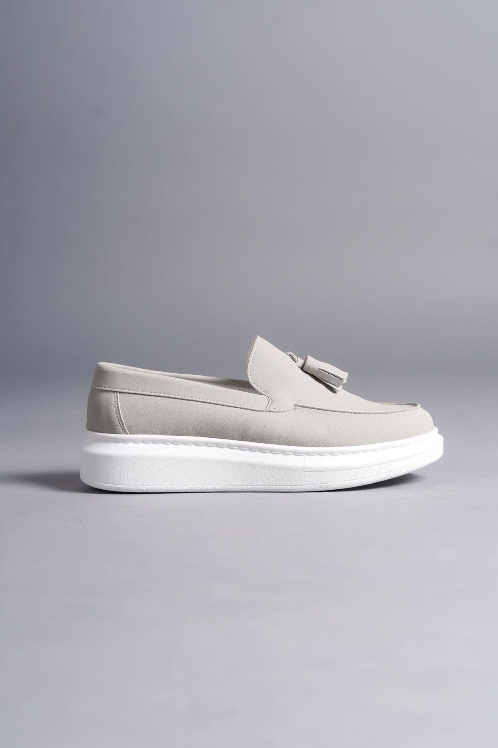 SLW154 Blaze Bağcıksız Püsküllü Süet Erkek Günlük Spor Klasik Ayakkabı SBT - Gri