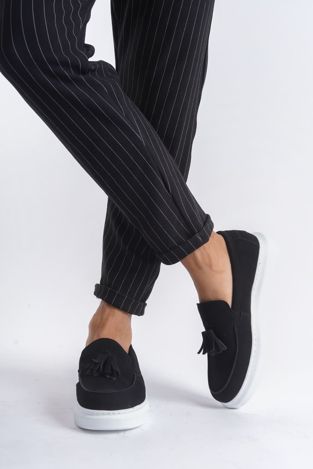 SLW154 Blaze Bağcıksız Püsküllü Süet Erkek Günlük Spor Klasik Ayakkabı SBT - Siyah