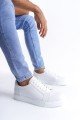 SLW165 Elite Bağcıklı Cilt Erkek Günlük Sneaker Ayakkabı CBT - Beyaz
