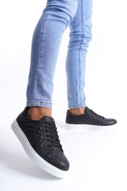 SLW166 Prestige Bağcıklı Cilt Kapitone Desenli Erkek Günlük Sneaker Ayakkabı CBT - Siyah SLW166 Prestige Bağcıklı Cilt Kapitone Desenli Erkek Günlük Sneaker Ayakkabı CBT - Siyah