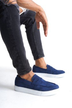 SLW180 Estilo X Bağcıksız Süet Erkek Günlük Spor Klasik Ayakkabı SBT - Lacivert