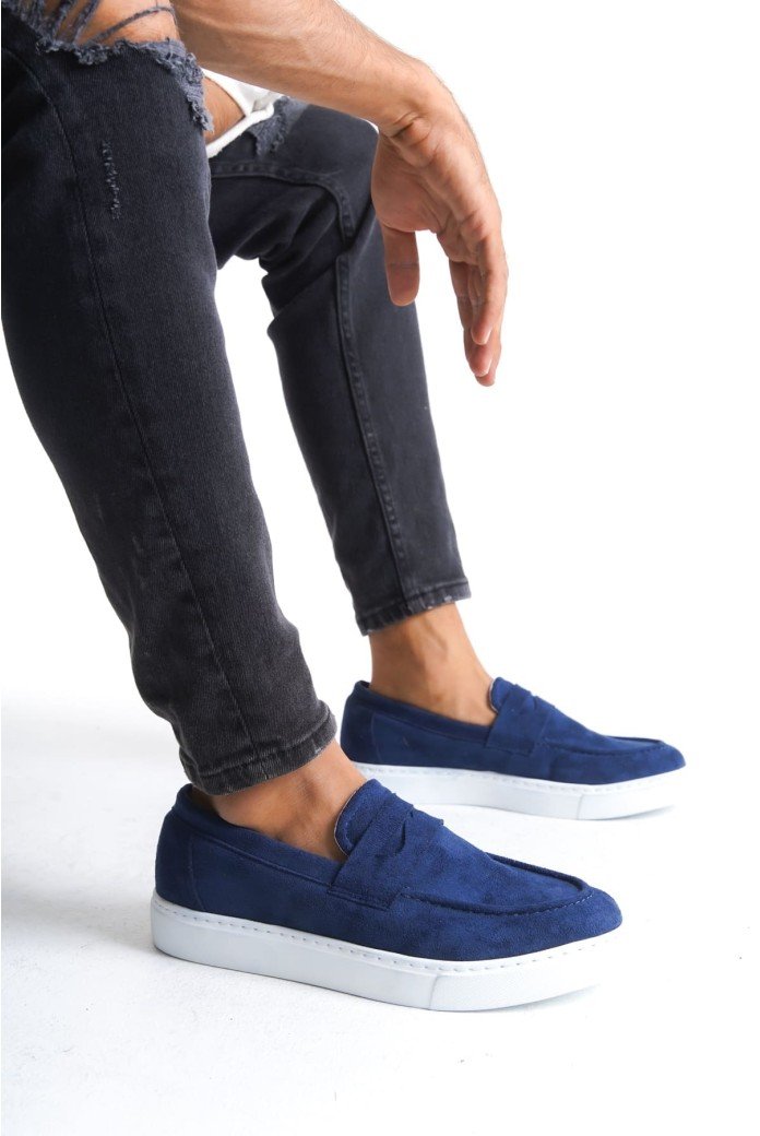 SLW180 Estilo X Bağcıksız Süet Erkek Günlük Spor Klasik Ayakkabı SBT - Lacivert