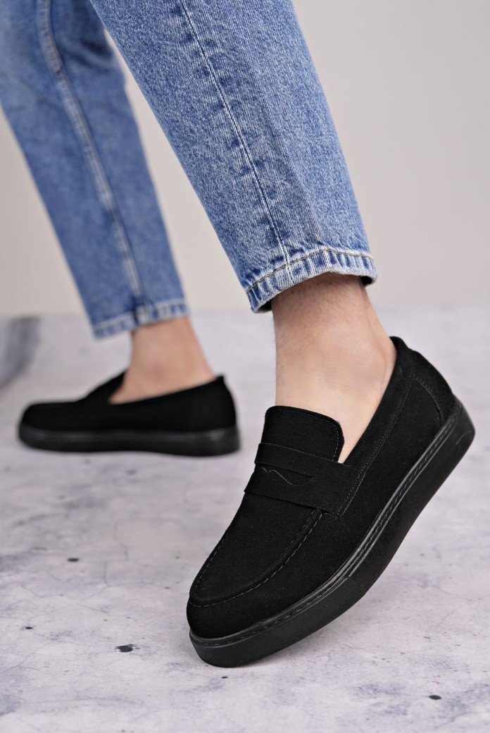 SLW180 Estilo X Bağcıksız Süet Erkek Günlük Spor Klasik Ayakkabı SST - Siyah