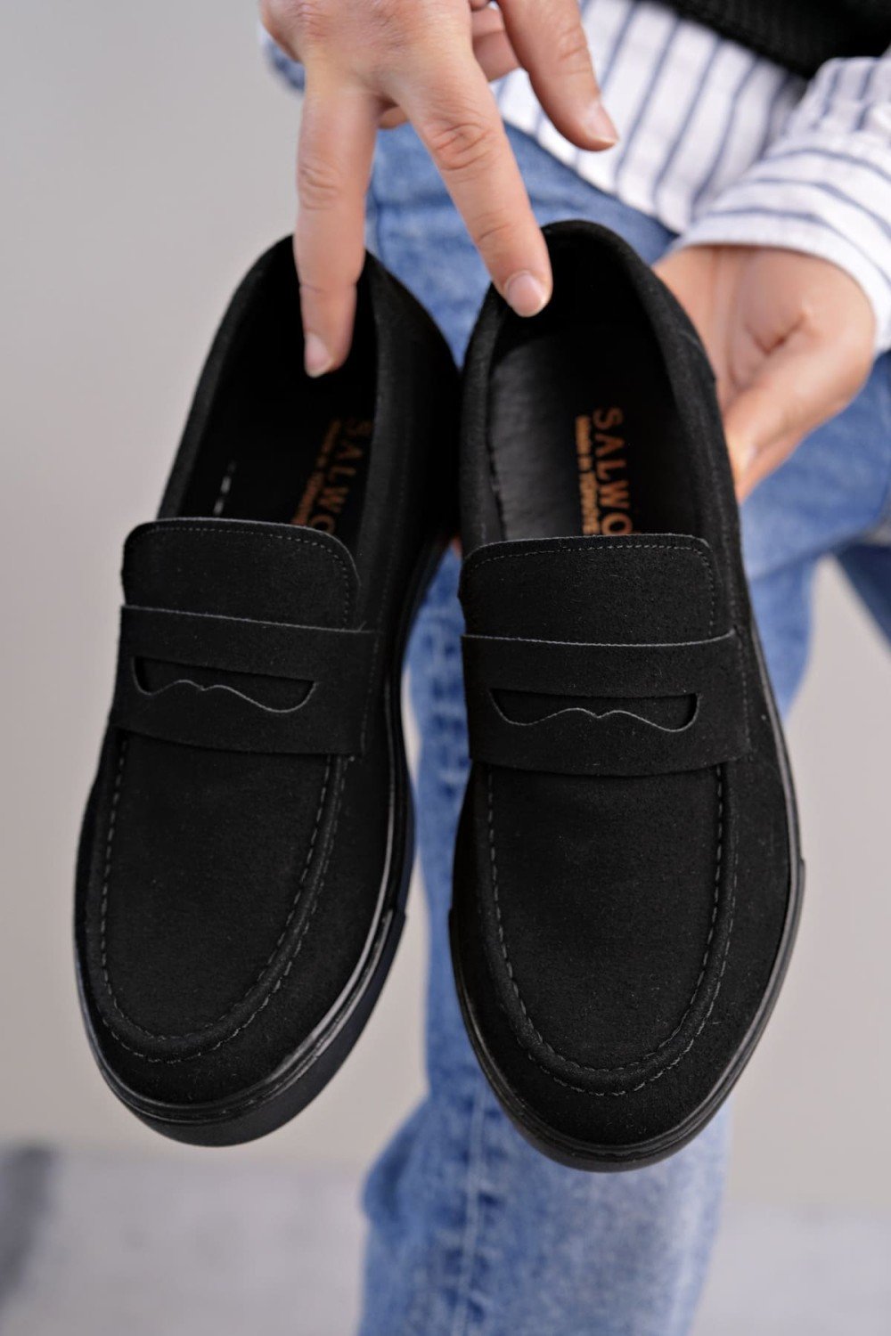 SLW180 Estilo X Bağcıksız Süet Erkek Günlük Spor Klasik Ayakkabı SST - Siyah