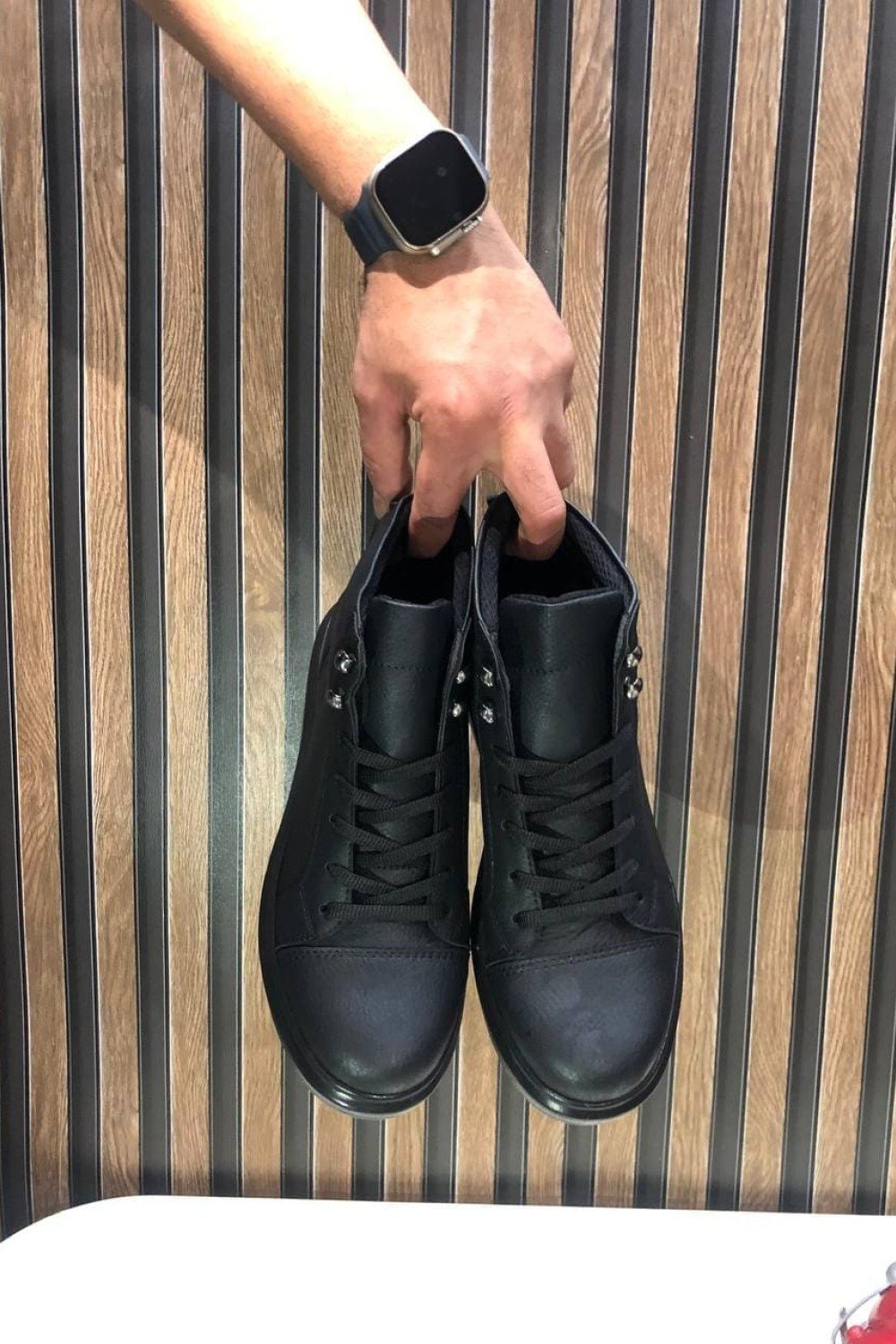 SLW202 Toronto Bağcıklı Cilt Erkek Spor Bot ST - Siyah