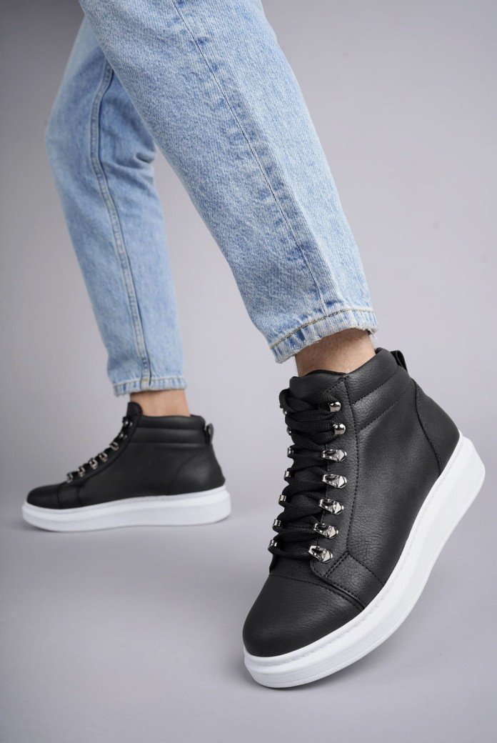 SLW206 Ottawa Bağcıklı Cilt Erkek Günlük Spor Bot BT - Siyah