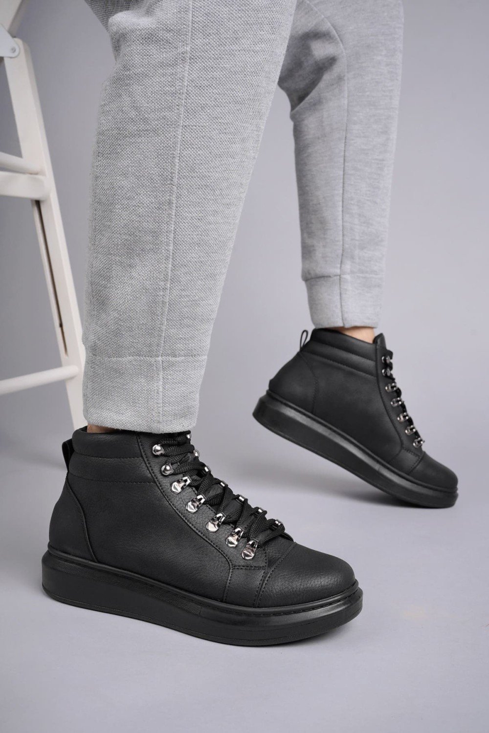 SLW206 Ottawa Bağcıklı Cilt Erkek Günlük Spor Bot ST - Siyah