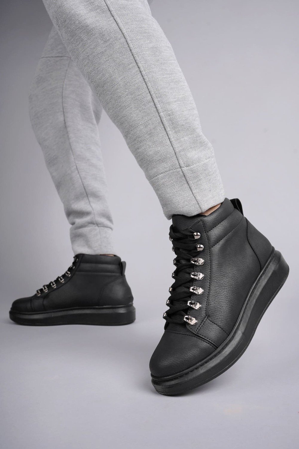 SLW206 Ottawa Bağcıklı Cilt Erkek Günlük Spor Bot ST - Siyah