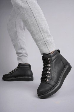 SLW206 Ottawa Bağcıklı Cilt Erkek Günlük Spor Bot ST - Siyah