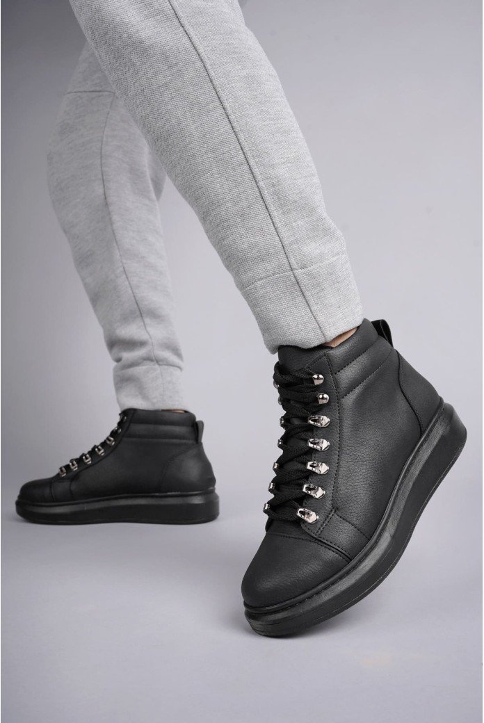 SLW206 Ottawa Bağcıklı Cilt Erkek Günlük Spor Bot ST - Siyah