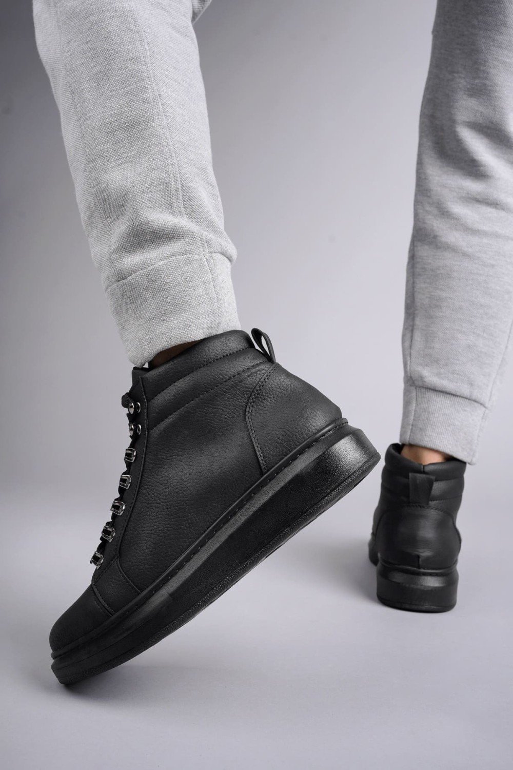 SLW206 Ottawa Bağcıklı Cilt Erkek Günlük Spor Bot ST - Siyah