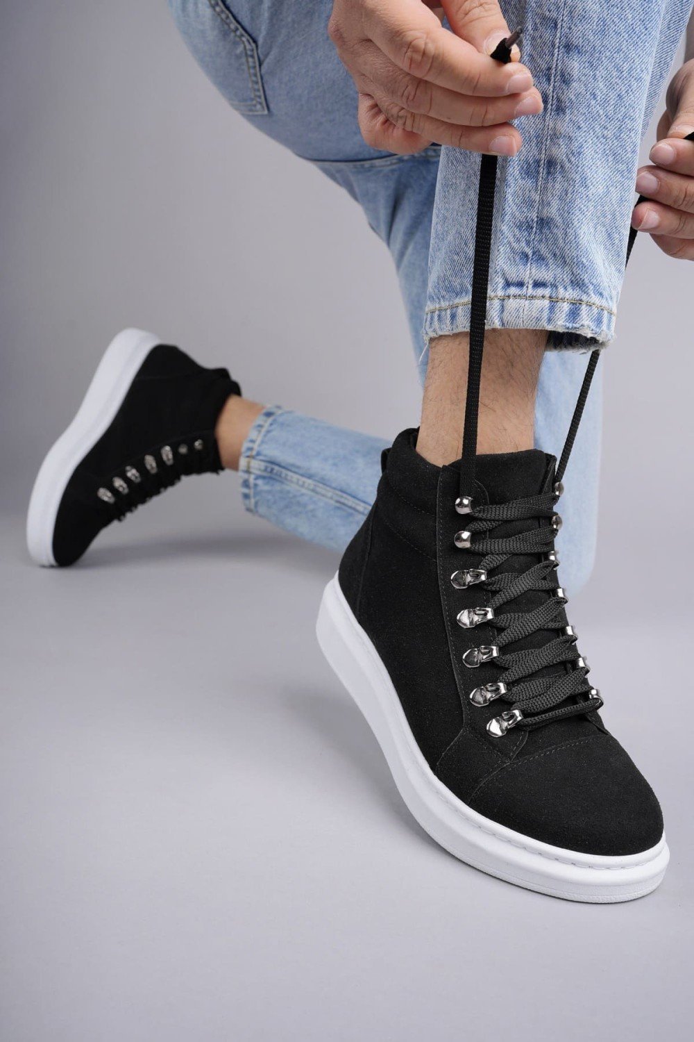 SLW206 Ottawa Bağcıklı Süet Erkek Günlük Spor Bot BT - Siyah