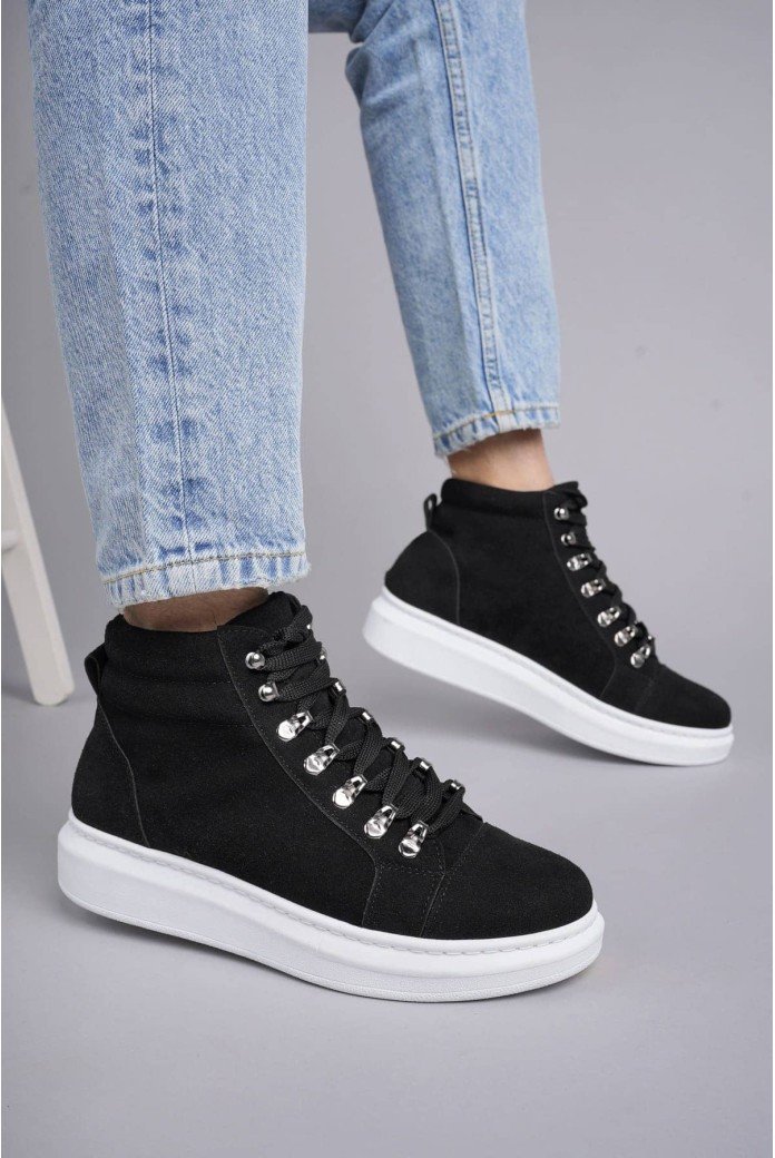 SLW206 Ottawa Bağcıklı Süet Erkek Günlük Spor Bot BT - Siyah