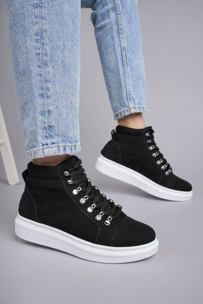 SLW206 Ottawa Bağcıklı Süet Erkek Günlük Spor Bot BT - Siyah