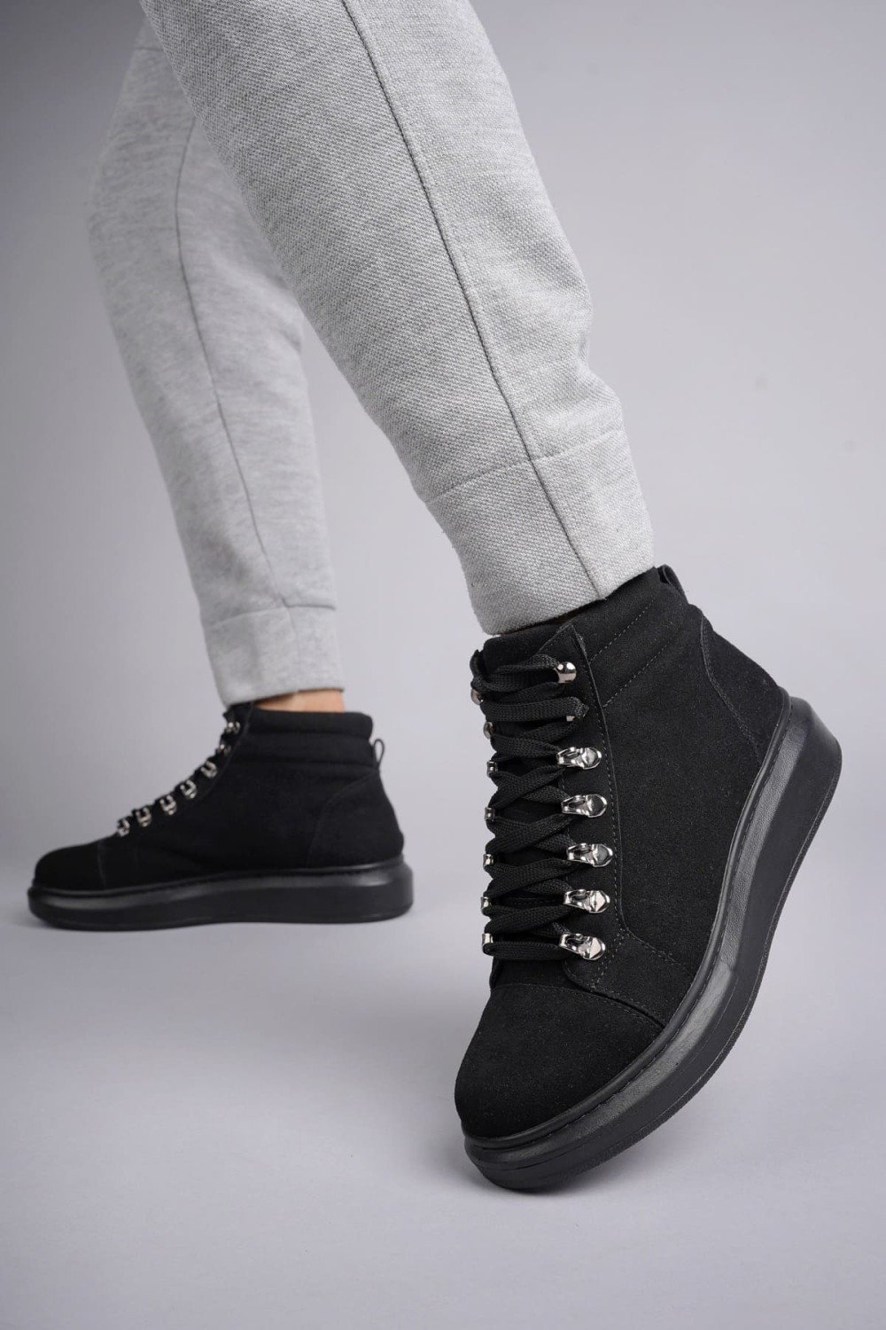 SLW206 Ottawa Bağcıklı Süet Erkek Günlük Spor Bot ST - Siyah