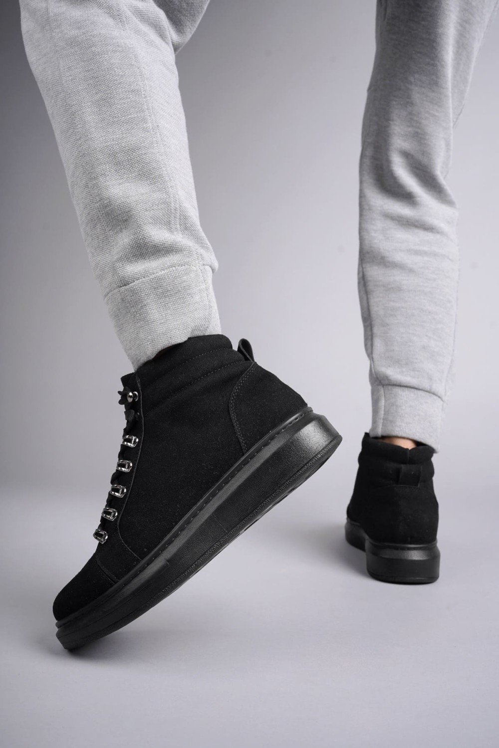 SLW206 Ottawa Bağcıklı Süet Erkek Günlük Spor Bot ST - Siyah