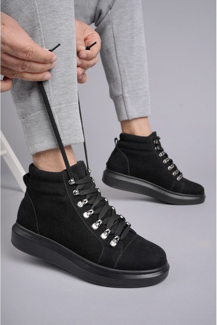 SLW206 Ottawa Bağcıklı Süet Erkek Günlük Spor Bot ST - Siyah