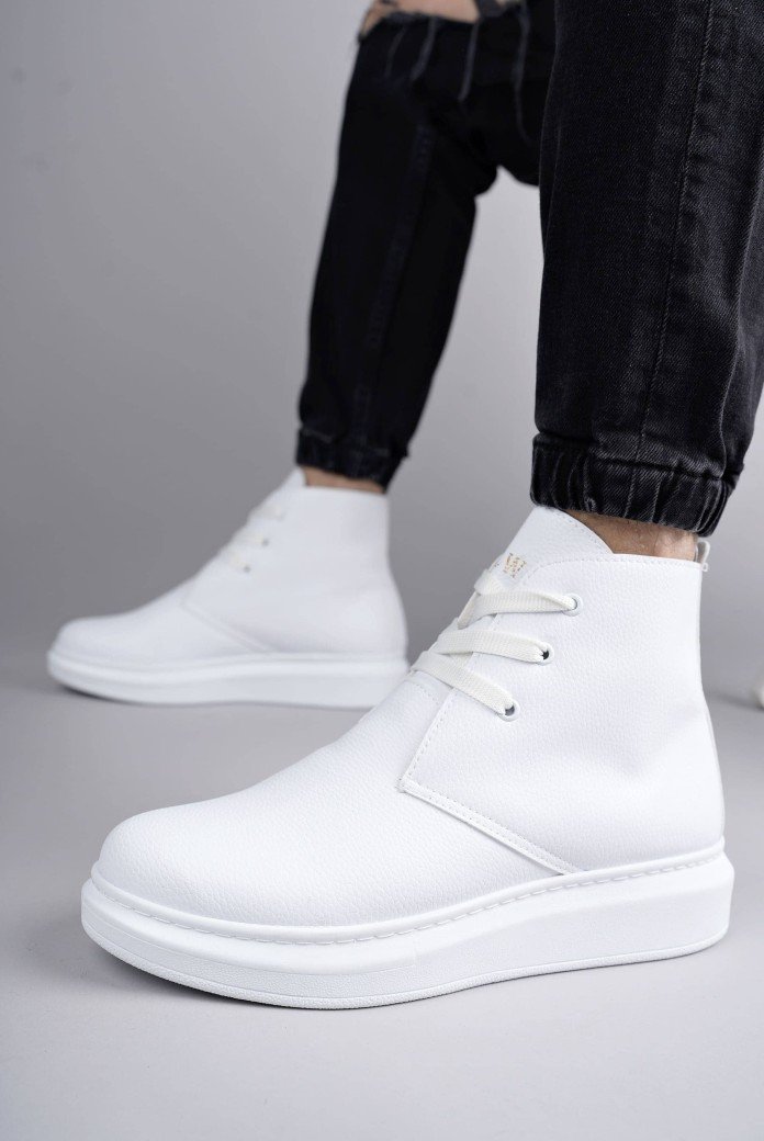 SLW207 Oslo Bağcıklı Cilt Erkek Günlük Spor Bot BT - Beyaz