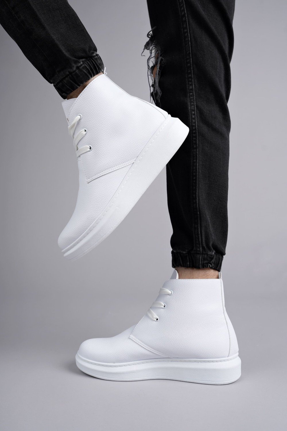 SLW207 Oslo Bağcıklı Cilt Erkek Günlük Spor Bot BT - Beyaz