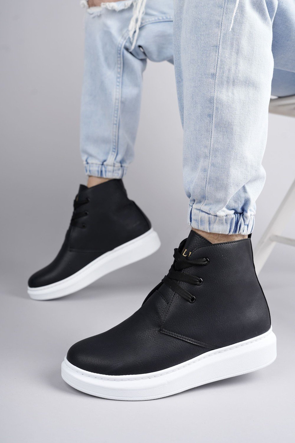 SLW207 Oslo Bağcıklı Cilt Erkek Günlük Spor Bot BT - Siyah