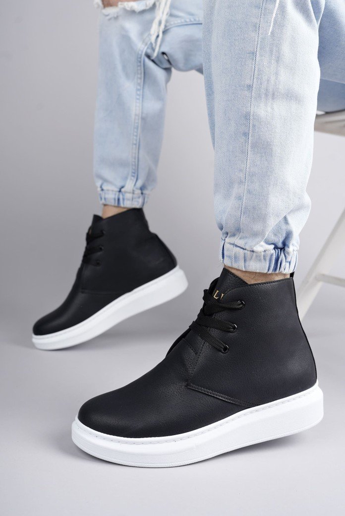 SLW207 Oslo Bağcıklı Cilt Erkek Günlük Spor Bot BT - Siyah