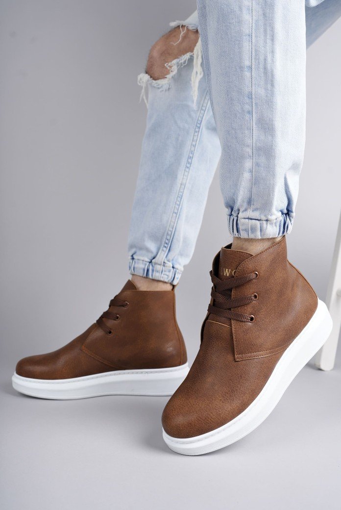 SLW207 Oslo Bağcıklı Cilt Erkek Günlük Spor Bot BT - Taba