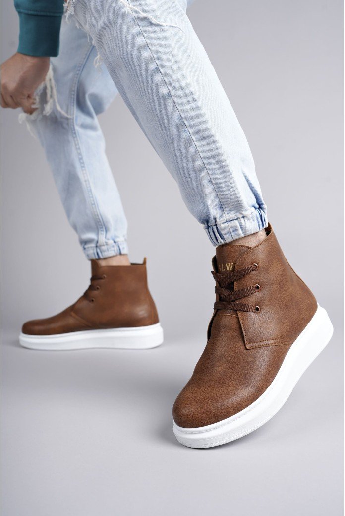 SLW207 Oslo Bağcıklı Cilt Erkek Günlük Spor Bot BT - Taba