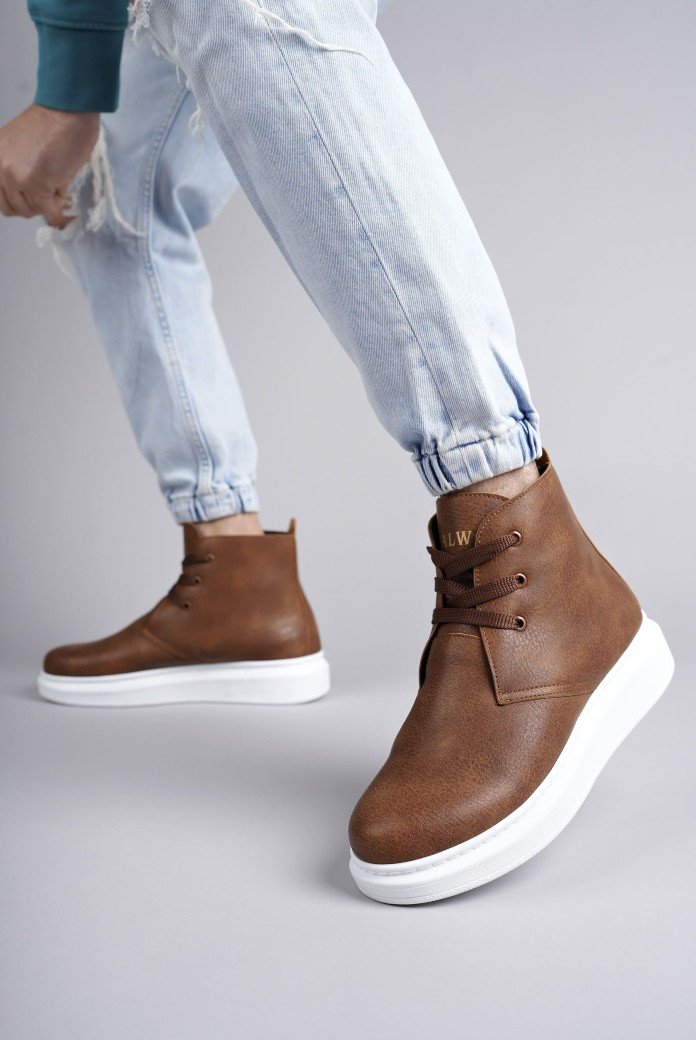 SLW207 Oslo Bağcıklı Cilt Erkek Günlük Spor Bot BT - Taba