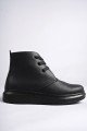 SLW207 Oslo Bağcıklı Cilt Erkek Günlük Spor Bot ST - Siyah