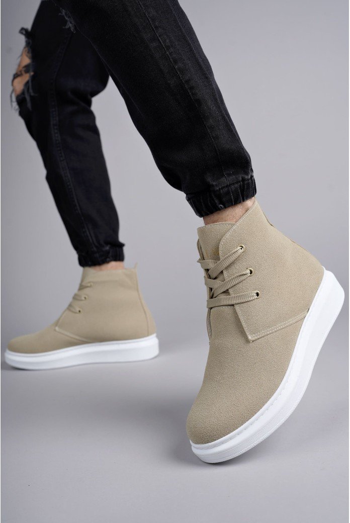 SLW207 Oslo Bağcıklı Süet Erkek Günlük Spor Bot BT - Krem