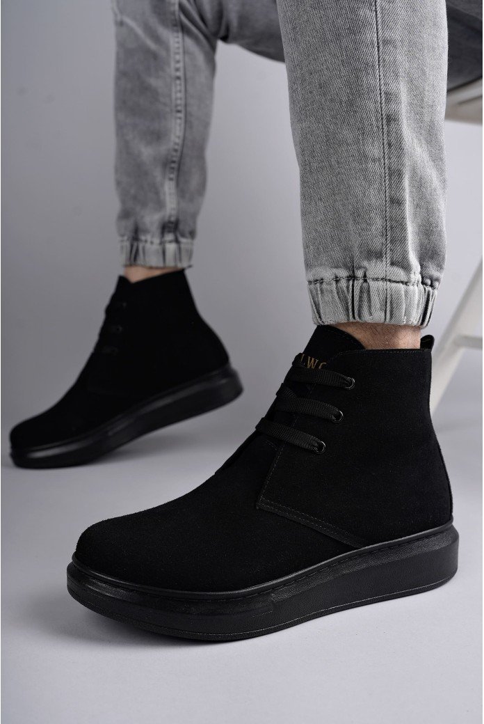 SLW207 Oslo Bağcıklı Süet Erkek Günlük Spor Bot ST - Siyah