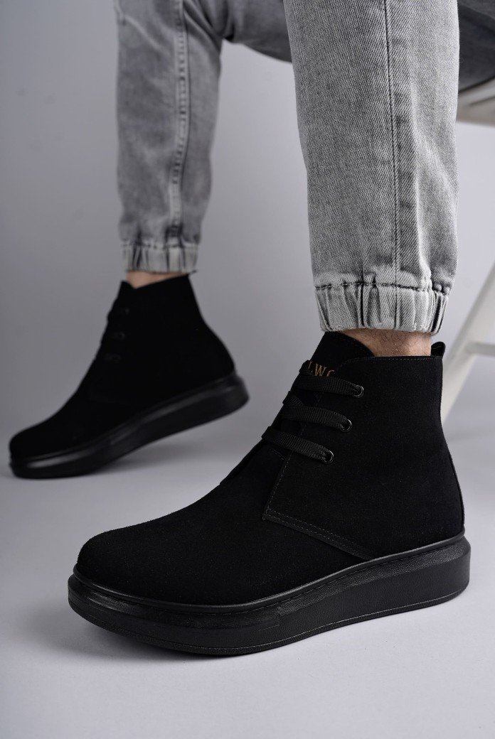 SLW207 Oslo Bağcıklı Süet Erkek Günlük Spor Bot ST - Siyah