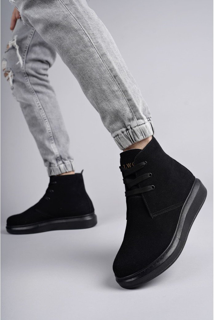 SLW207 Oslo Bağcıklı Süet Erkek Günlük Spor Bot ST - Siyah