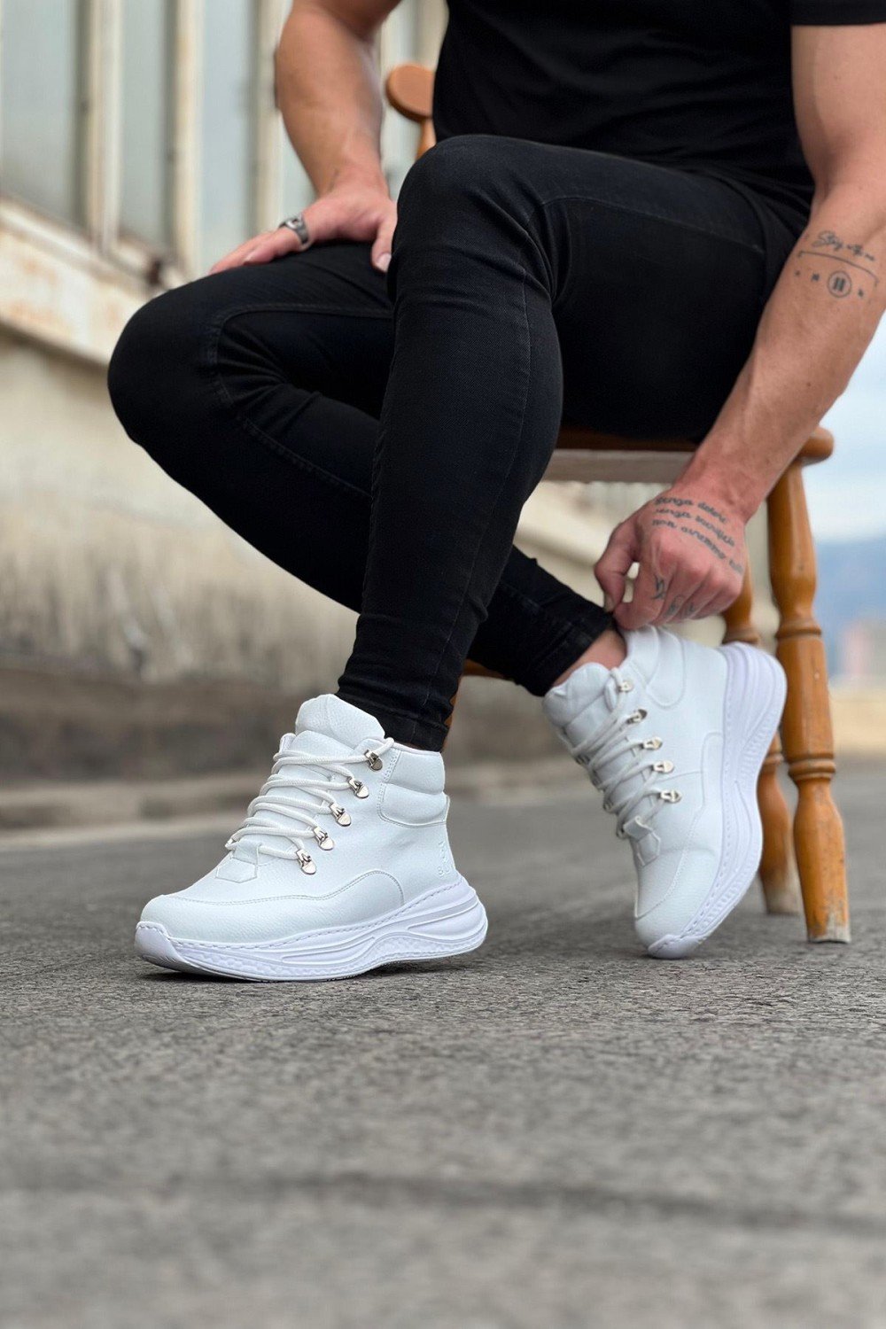 WG035 Beyaz Yüksek Taban Yarım Bilek Bot WG035 Beyaz Yüksek Taban Yarım Bilek Bot