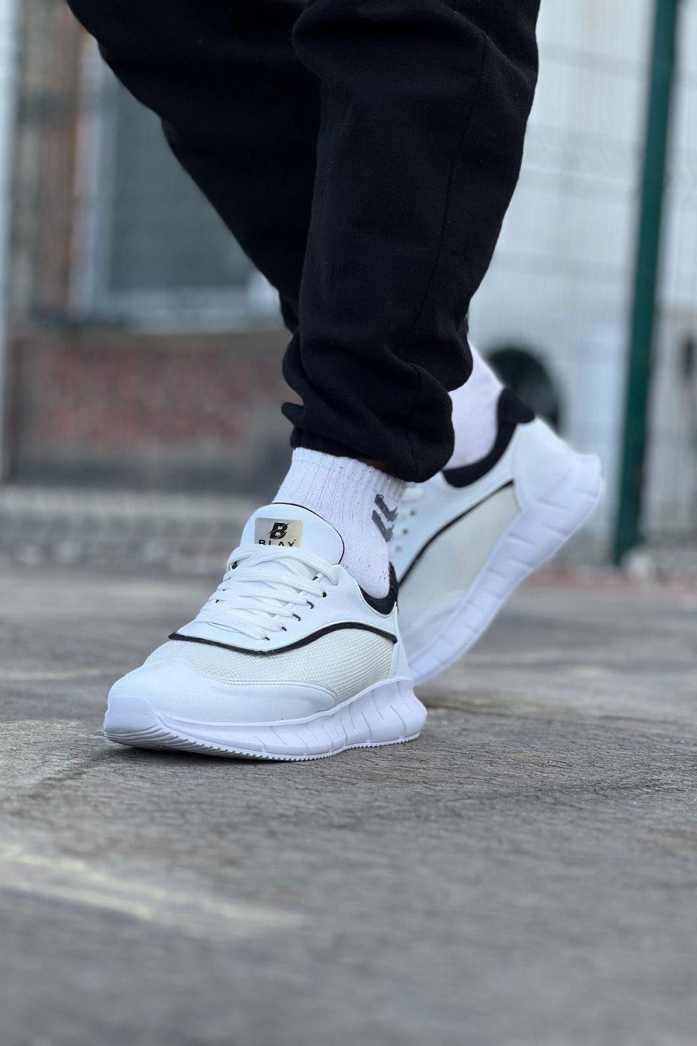 WG062 Beyaz Siyah Triko Erkek Spor Ayakkabı WG062 Beyaz Siyah Triko Erkek Spor Ayakkabı