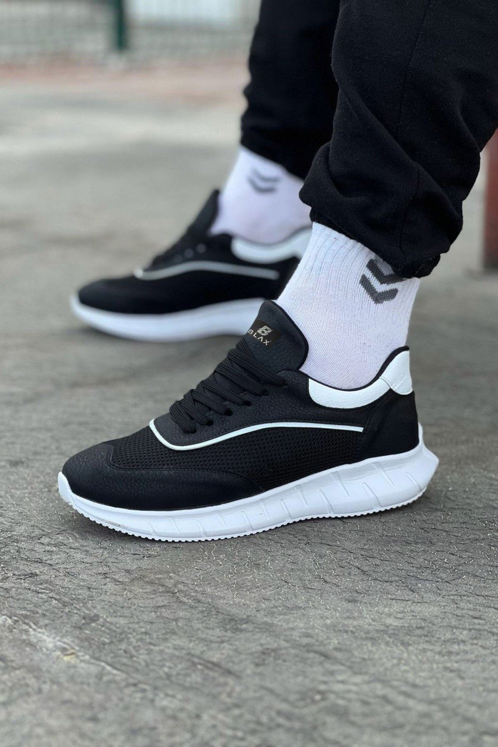 WG062 Siyah Beyaz Triko Erkek Spor Ayakkabı