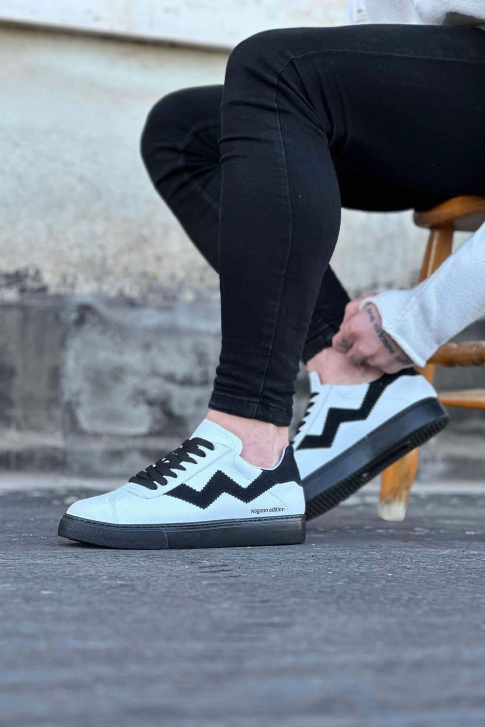 WG160 Beyaz Siyah Erkek Casual Ayakkabı WG160 Beyaz Siyah Erkek Casual Ayakkabı